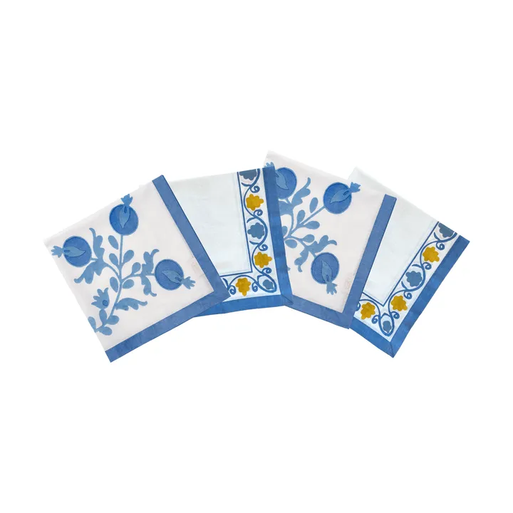 Suzani bawełniana serwetka - Blue, 4‑pak, 45x45 cm - Pick a Poppy