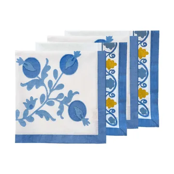 Suzani bawełniana serwetka - Blue, 4‑pak, 45x45 cm - Pick a Poppy
