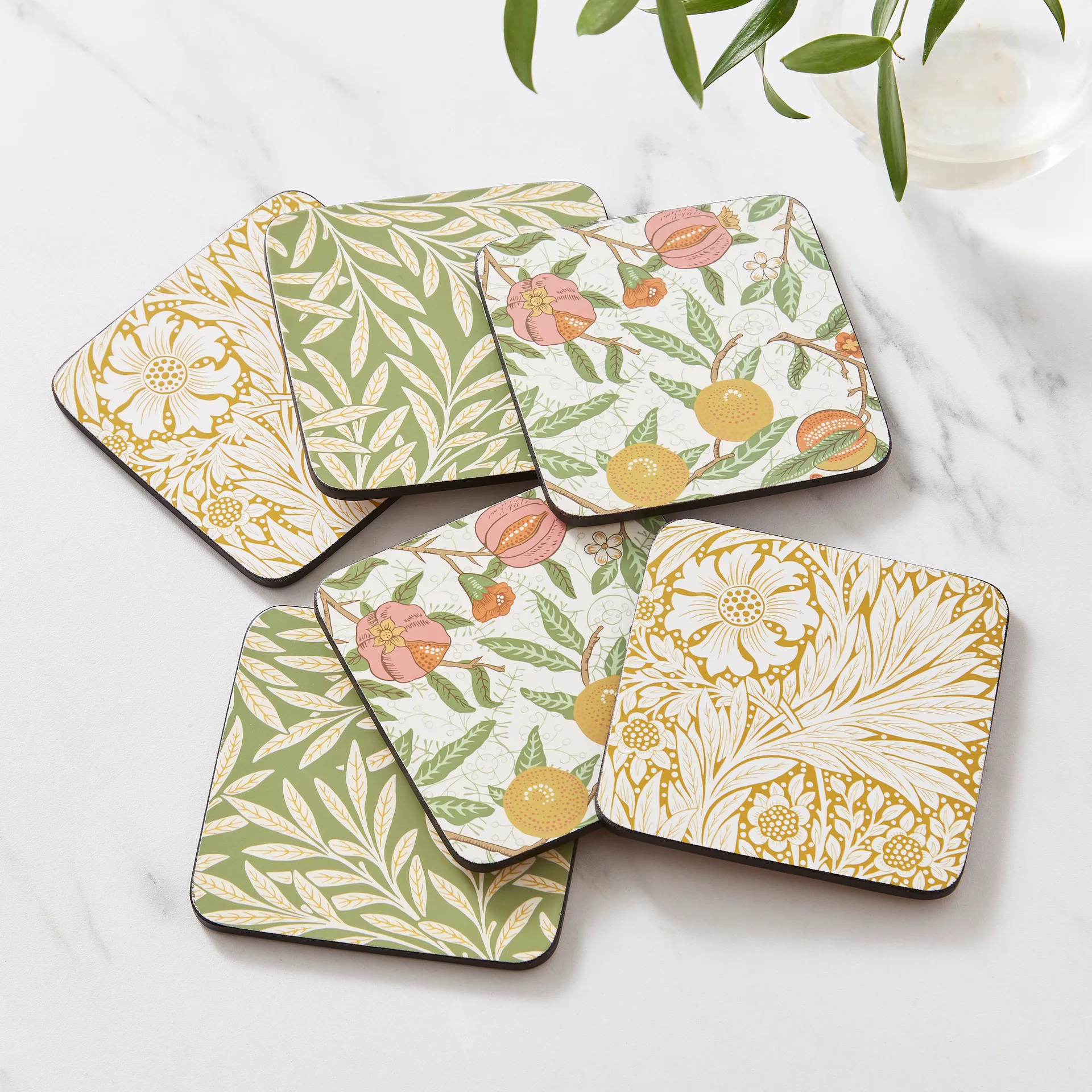 Podkładki pod szklanki Morris & Co Simpley mixed 6 części, Fruit, Willow, Marigold Pimpernel