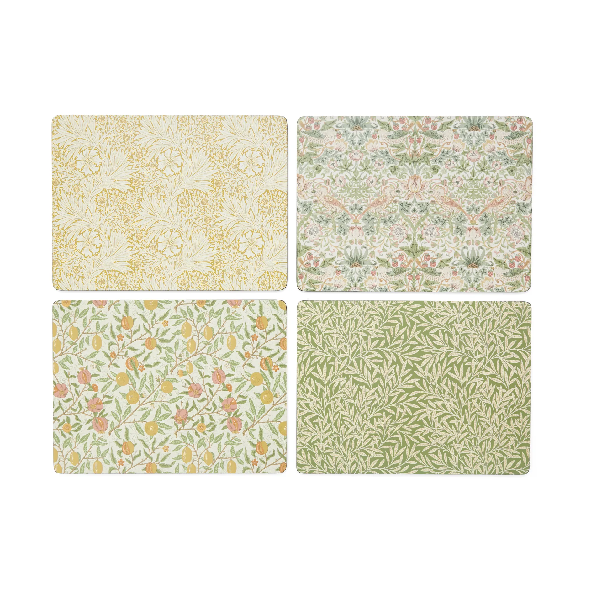 podkładki stołowe Morris & Co Simpley mixed 4 części, Fruit, Willow, Strawberry Thief, Marigold Pimpernel