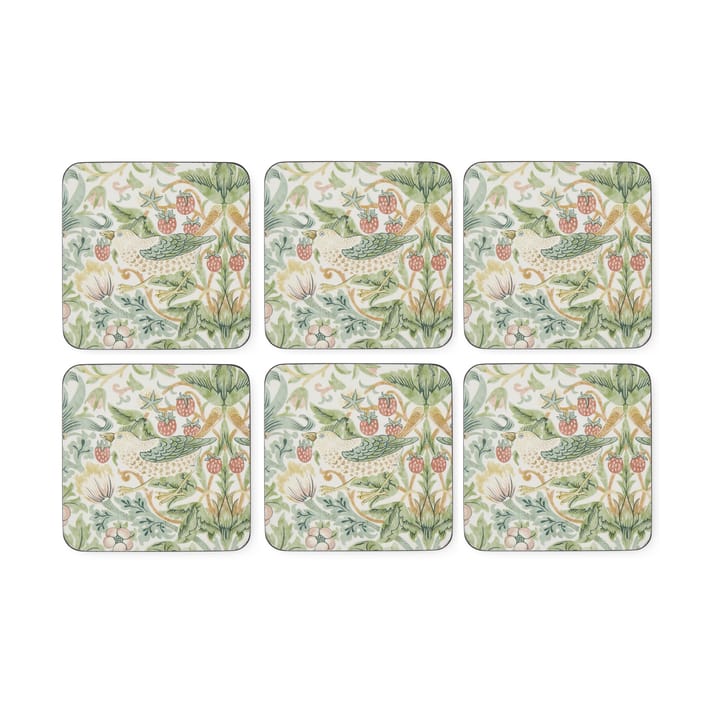 Podstawki pod szklanki Strawberry Thief, 6-pak - Green - Pimpernel