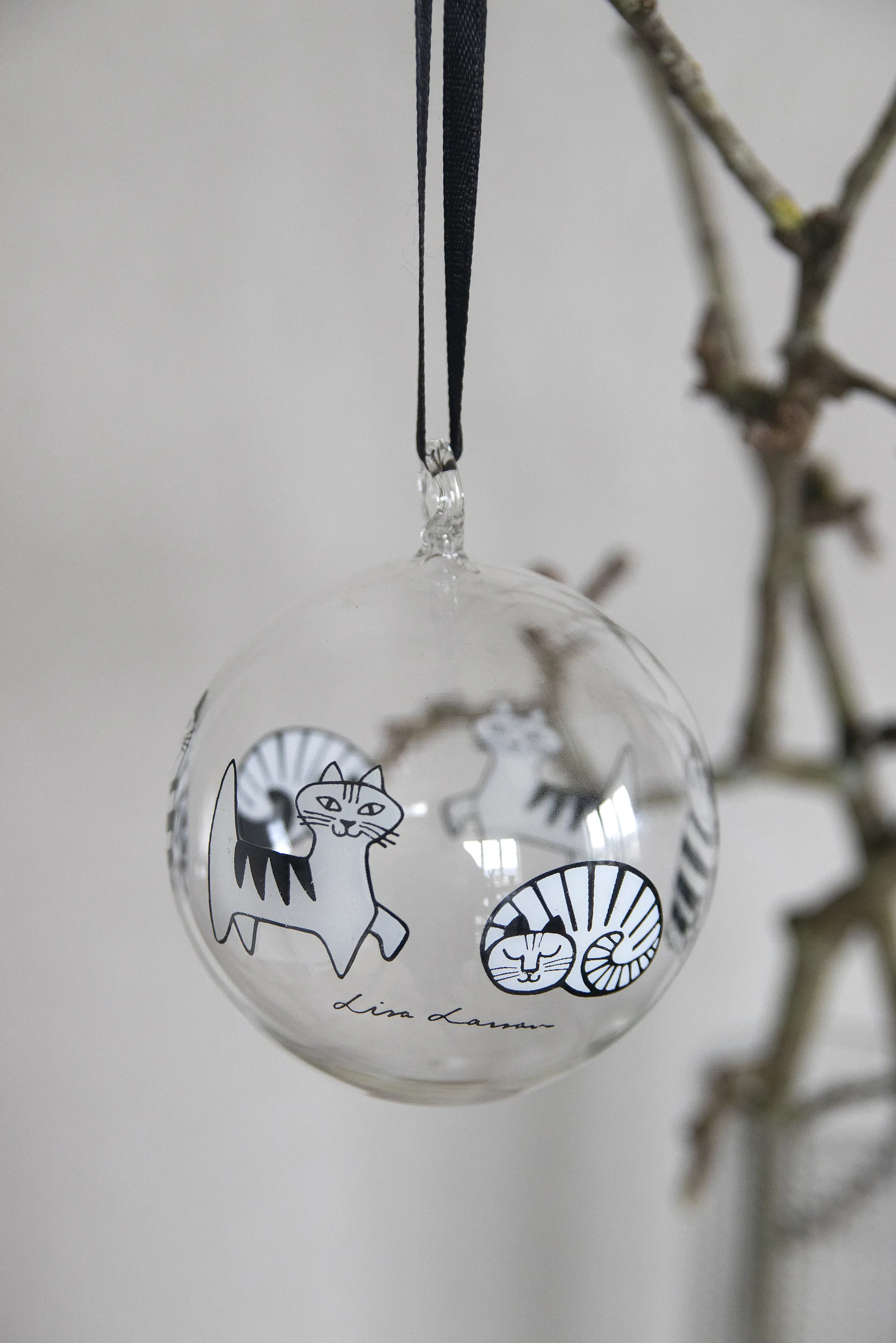 Bombka świąteczna Lisa Larson koty, White-black Pluto Design