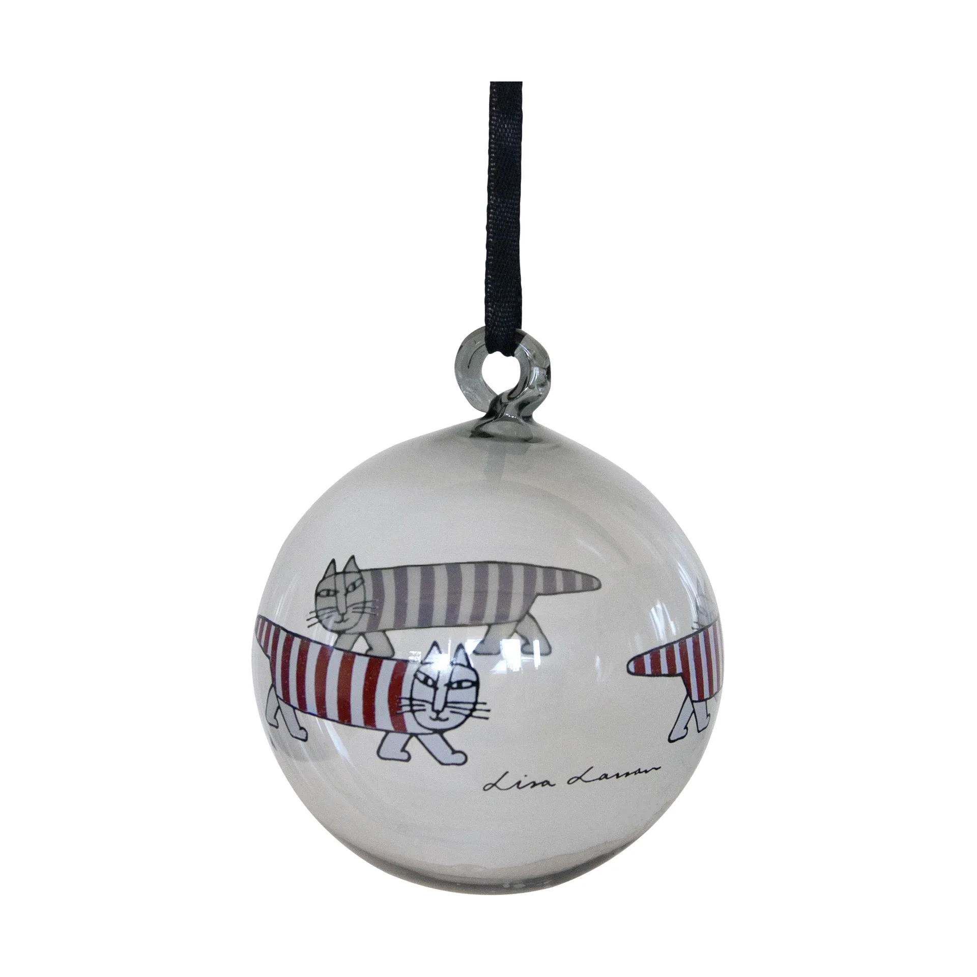 Bombka świąteczna Lisa Larson Mikey, Silver-red-white Pluto Design