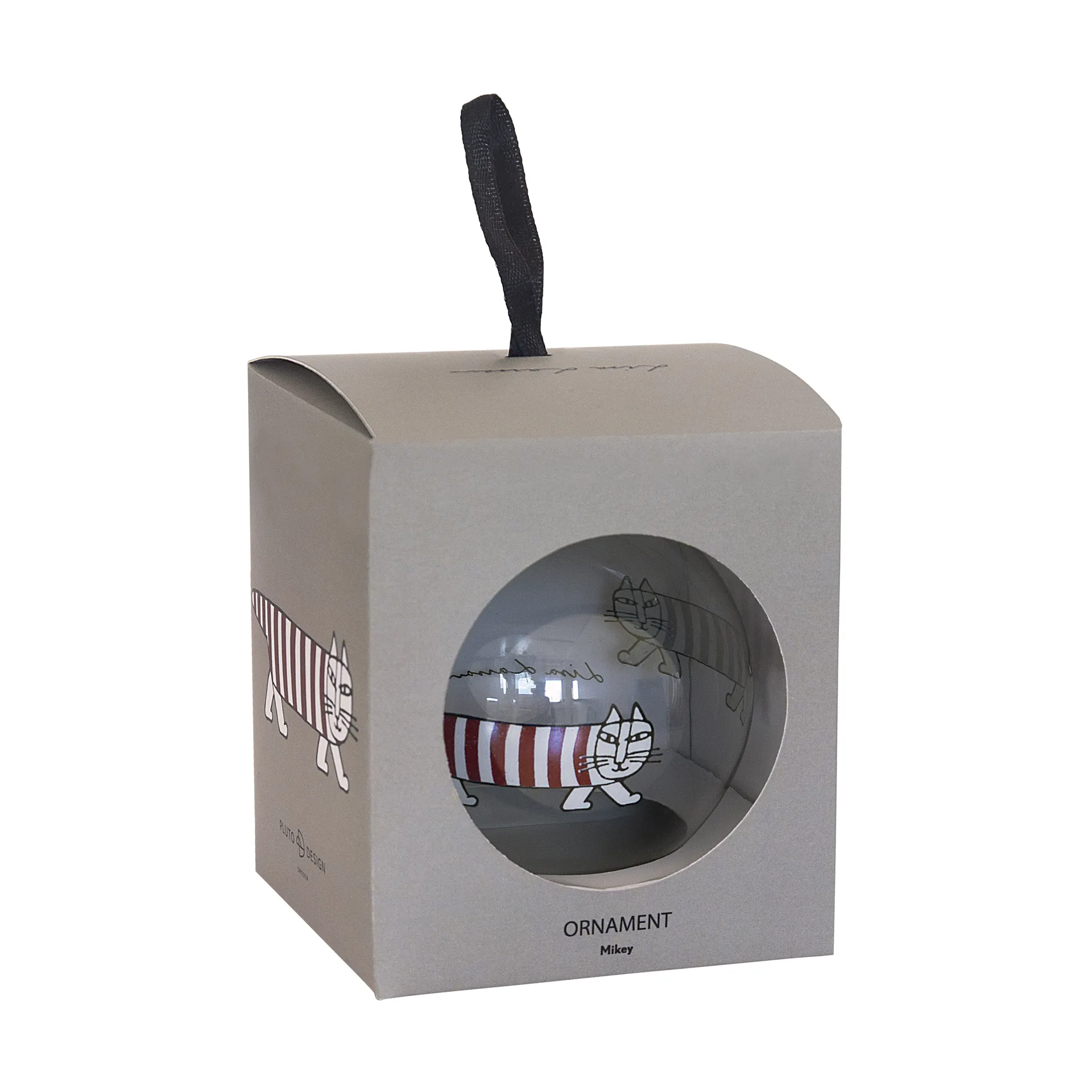 Bombka świąteczna Lisa Larson Mikey, Silver-red-white Pluto Design