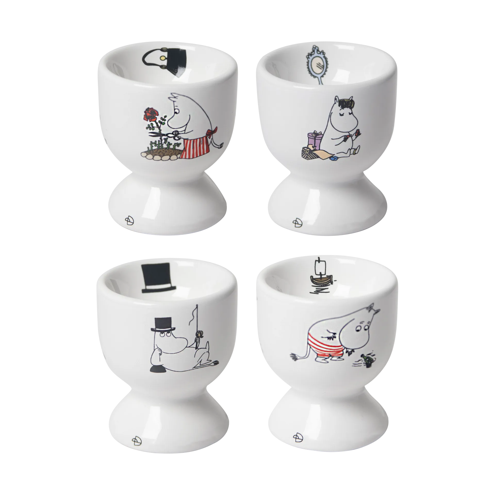 Kieliszki do jajek Muminki Joy, 4 szt., Białe-multi Pluto Design