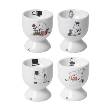 Kieliszki do jajek Muminki Joy, 4 szt. - Białe-multi - Pluto Design