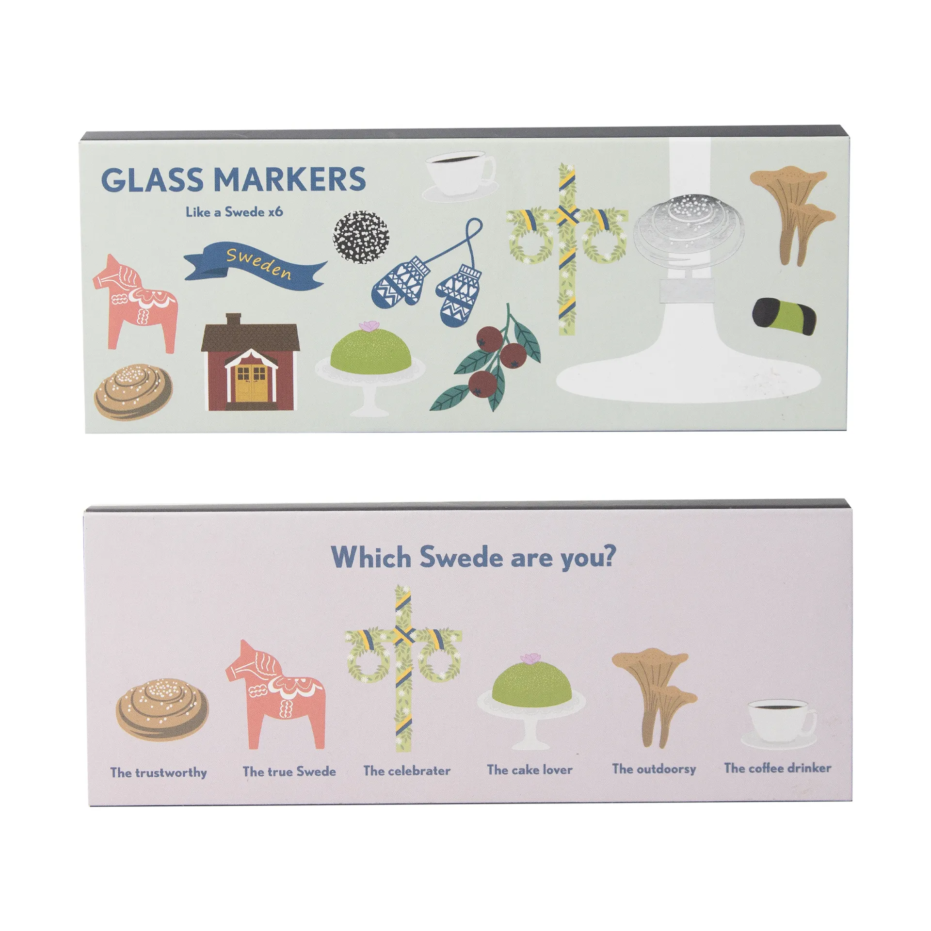 Like a Swede - znaczniki do szkła, 6 szt, Srebrny metal Pluto Design