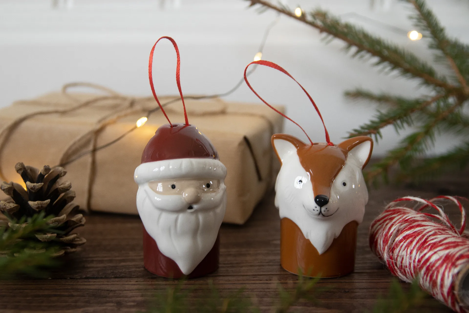 Lis zawieszka na choinkę, Biały-brązowy Pluto Design