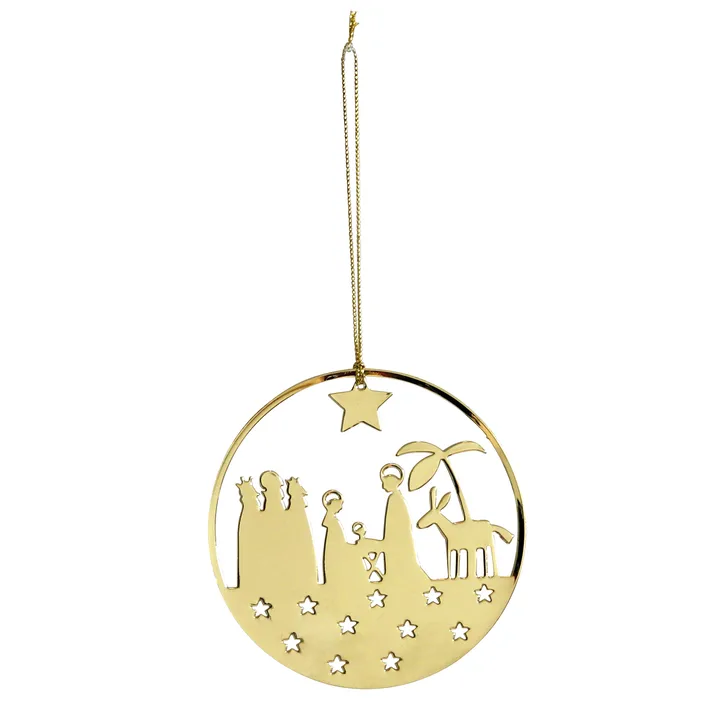 Pluto świąteczny wisiorek metal - żłóbek, złoty kolor - Pluto Design