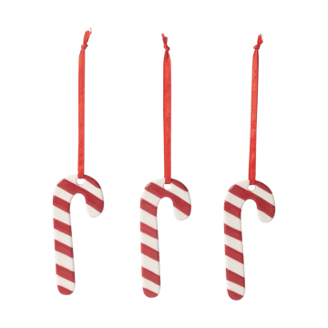 Polkagris Bombki choinkowe 3 szt - Biały-czerwony - Pluto Design