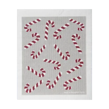 Ściereczka Candy Cane 17x20 cm - Biało-szaro-czerwona - Pluto Design