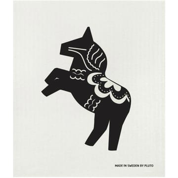 Ścierka do naczyń z motywem konia 17x20 cm - Czarno-biały - Pluto Design