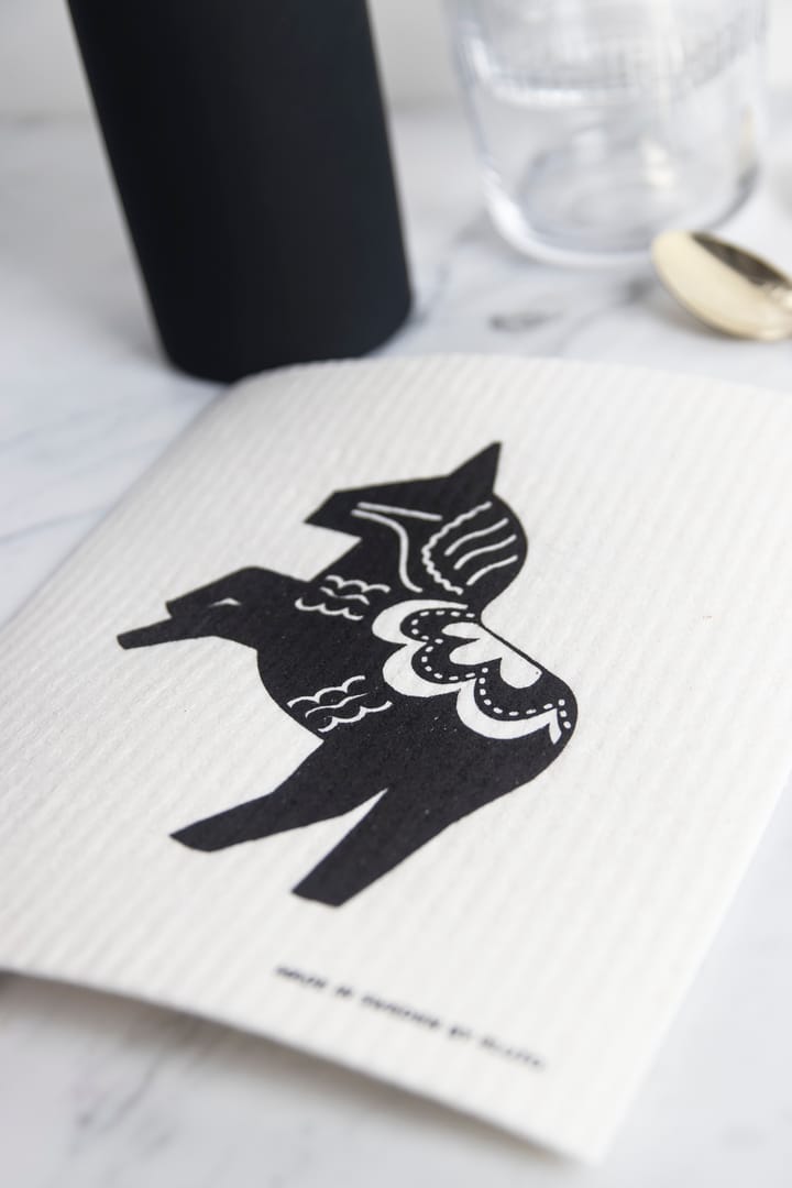 Ścierka do naczyń z motywem konia 17x20 cm, Czarno-biały Pluto Design