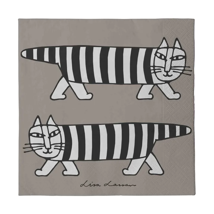 Serwetki Lisa Larsson Mikey, 24‑pak - Szare - Pluto Design