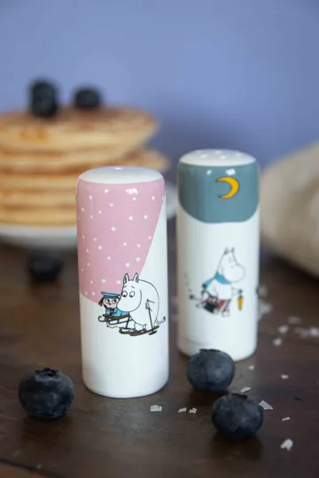 Solniczka i pieprzniczka Muminki Zima - Różowo-niebiesko-biała - Pluto Design