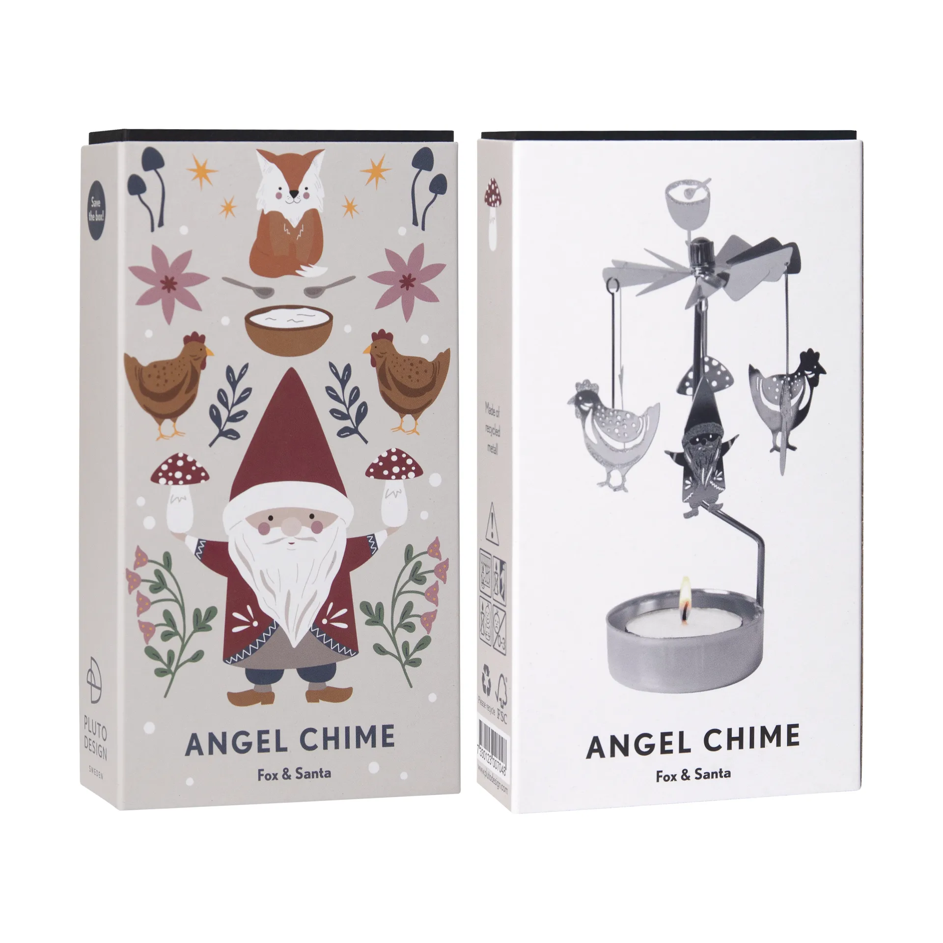 Świecznik karuzela - Fox & Santa, Srebrny Pluto Design