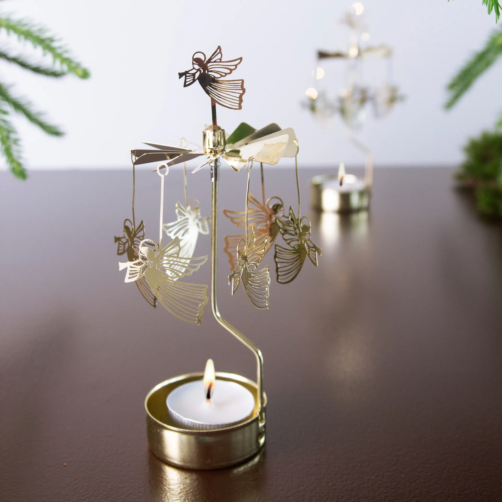 Świecznik karuzela - Latający Anioł, Złoty Pluto Design