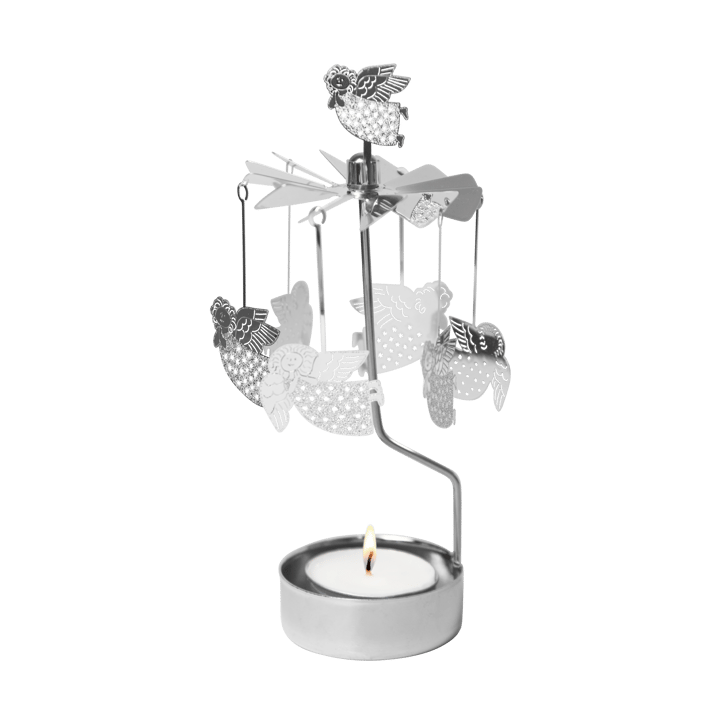 Świecznik karuzela - Lisa Larson anioły  - Srebrny - Pluto Design