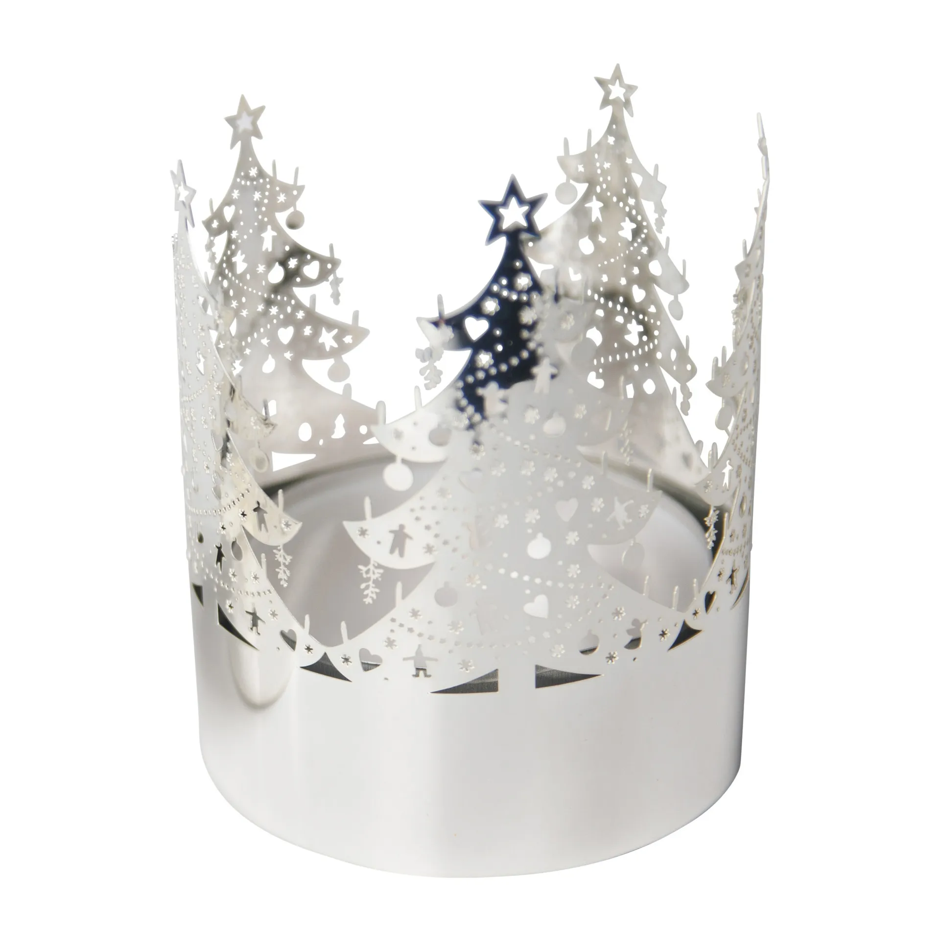 Świecznik z motywem choinki średni, Srebro Pluto Design