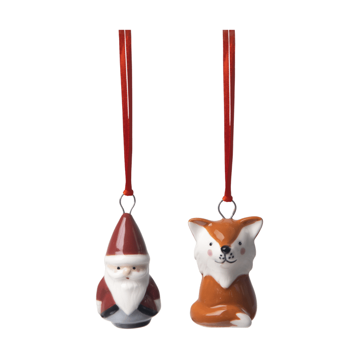 Zawieszka Fox & Santa 2 części - Czerwony-biały-brązowy - Pluto Design