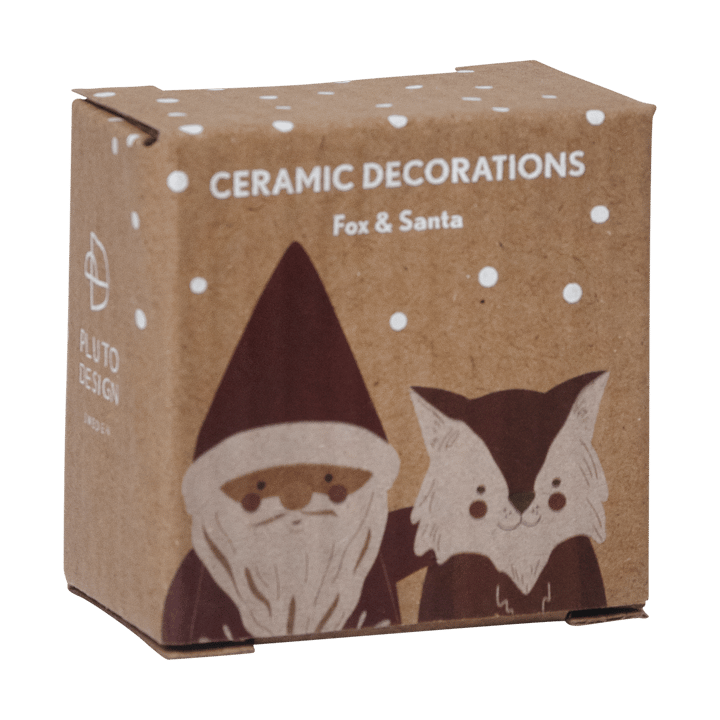 Zawieszka Fox & Santa 2 części, Czerwony-biały-brązowy Pluto Design