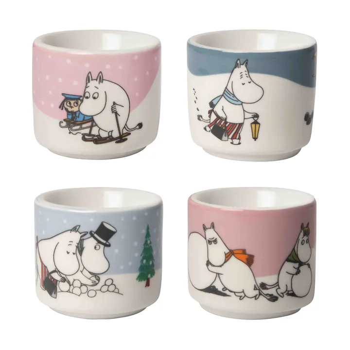 Zestaw kieliszków do jajek Muminki 4 szt. - Muminek Zima - Pluto Design