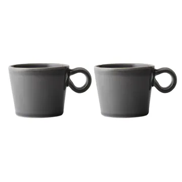 Daria filiżanka z uchwytem, 2‑pak - Clean grey - PotteryJo