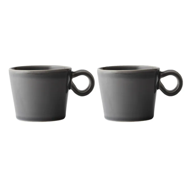 Daria filiżanka z uchwytem, 2‑pak - Clean grey - PotteryJo