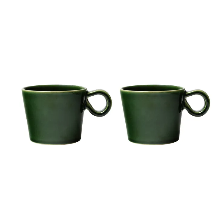 Daria filiżanka z uchwytem, 2‑pak - Moss - PotteryJo