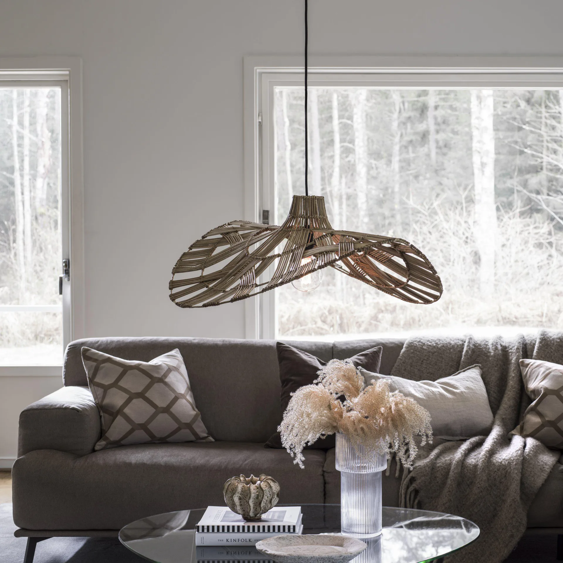 Lampa sufitowa Wella, rattan 81 cm, Natura PR Home