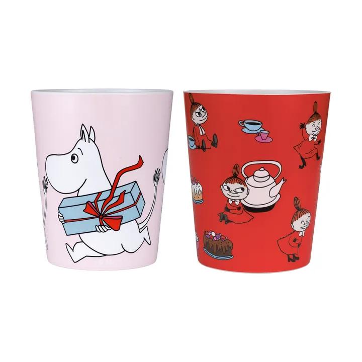 Mumin Lilla My kubki termiczne 200 ml, 2‑pak - Czerwono-różowy - Rätt Start