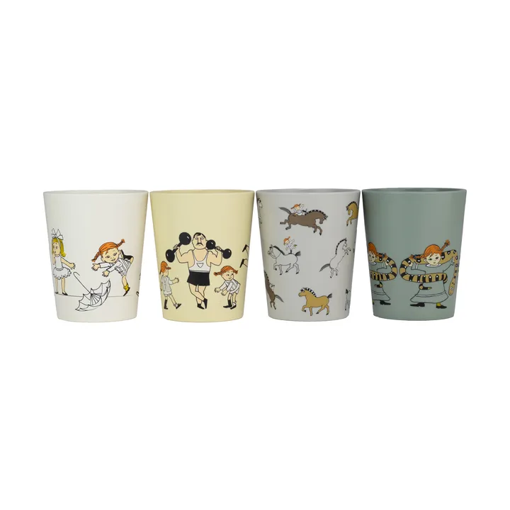 Pippi Cirkus kubki kolekcjonerskie 150 ml, zestaw 4 sztuk - Multi - Rätt Start