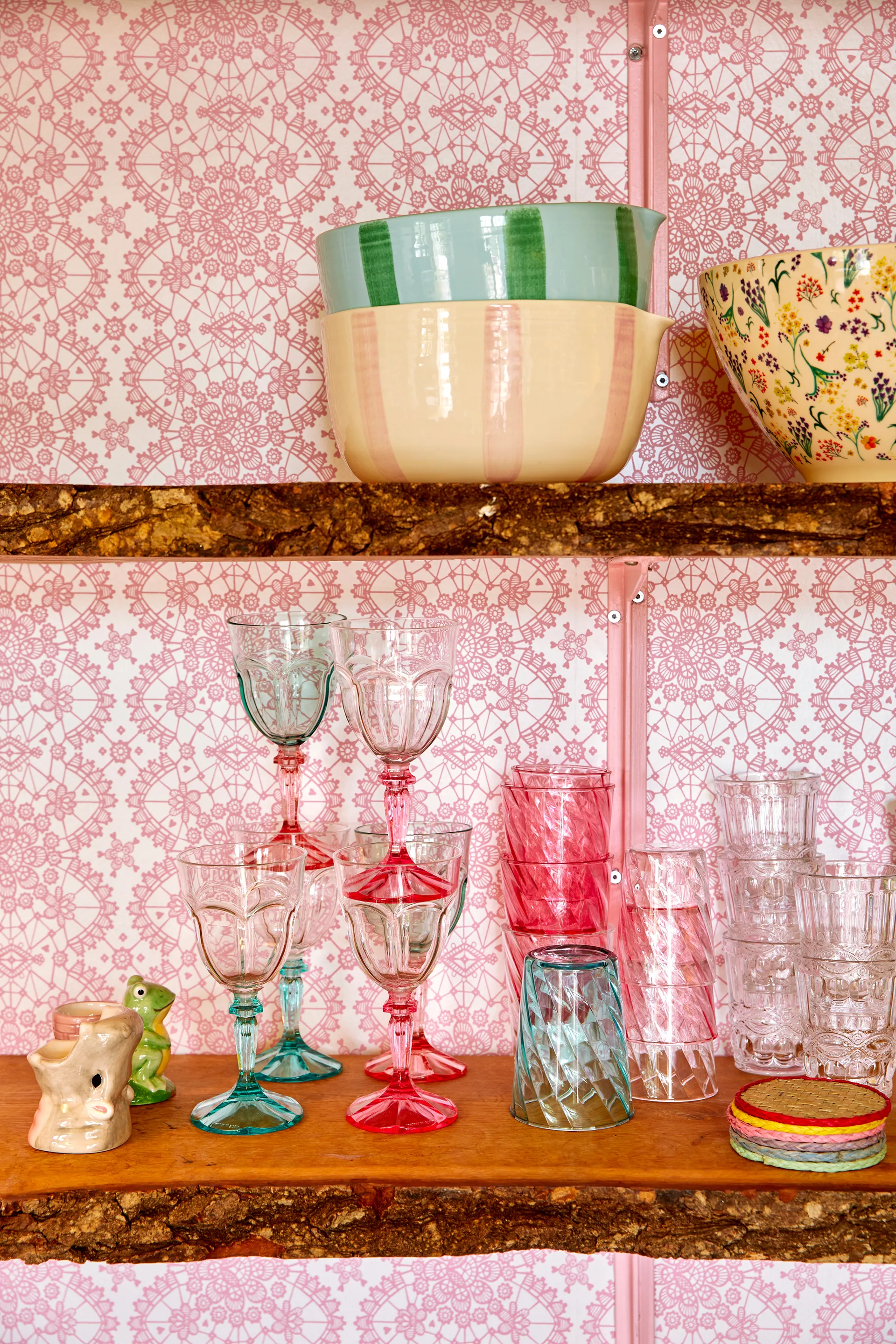 Kieliszek do wina akrylowy Rice Two Tone 26,6 cl, Mint-pink RICE