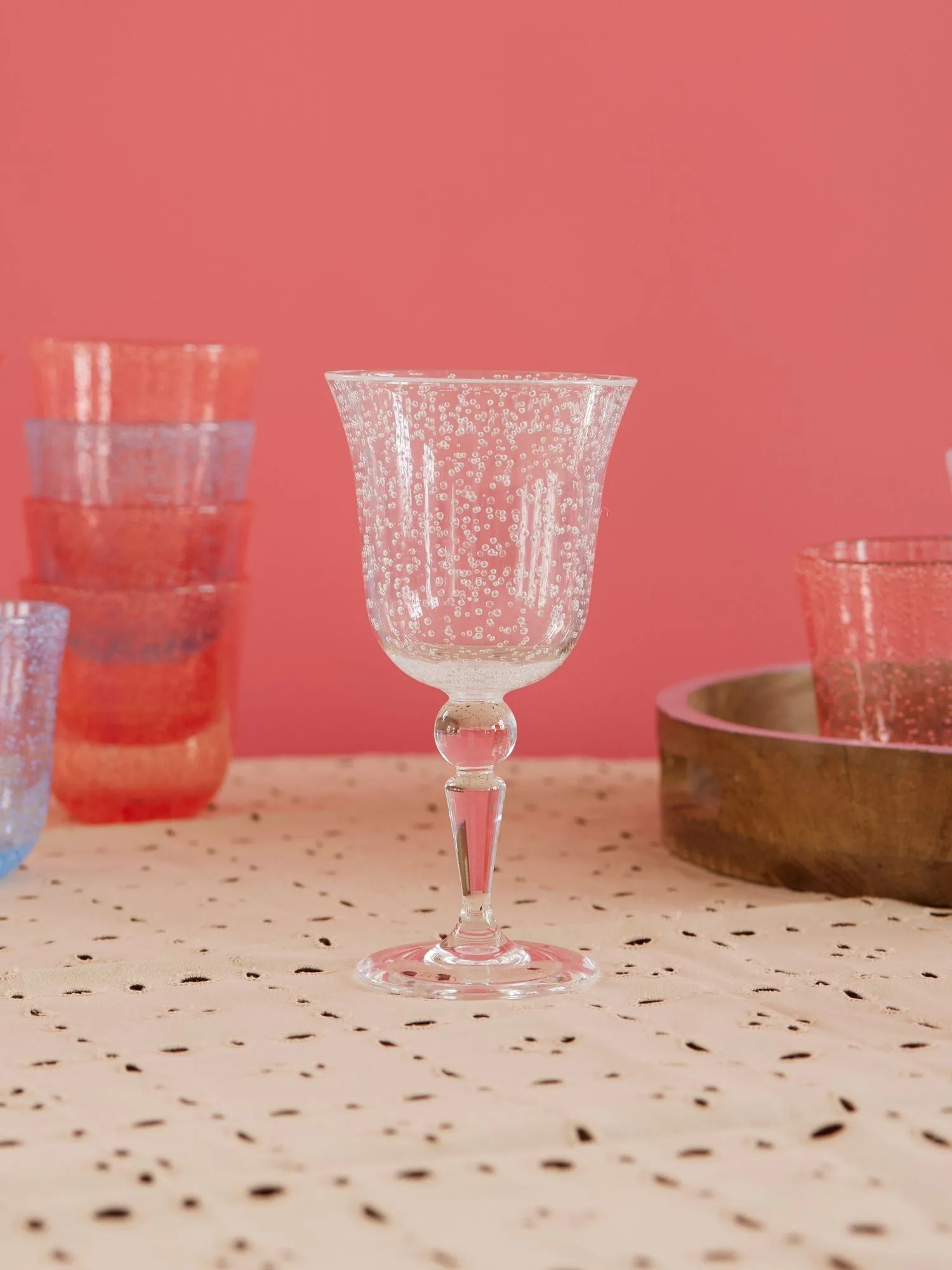 Kieliszek do wina Rice, bubble design, 360 ml, Clear RICE