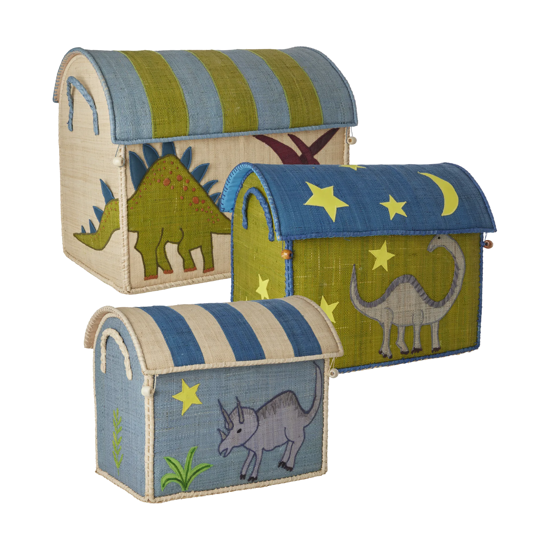 Koszyk z raffi do przechowywania Rice, 3 części, New Dinosaur Theme RICE