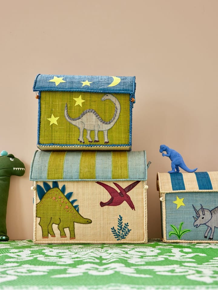 Koszyk z raffi do przechowywania Rice, 3 części, New Dinosaur Theme RICE