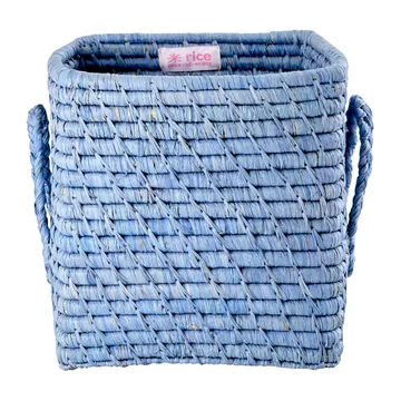 Koszyk z rafii z uchwytem Rice 20x20 cm - Blue - RICE