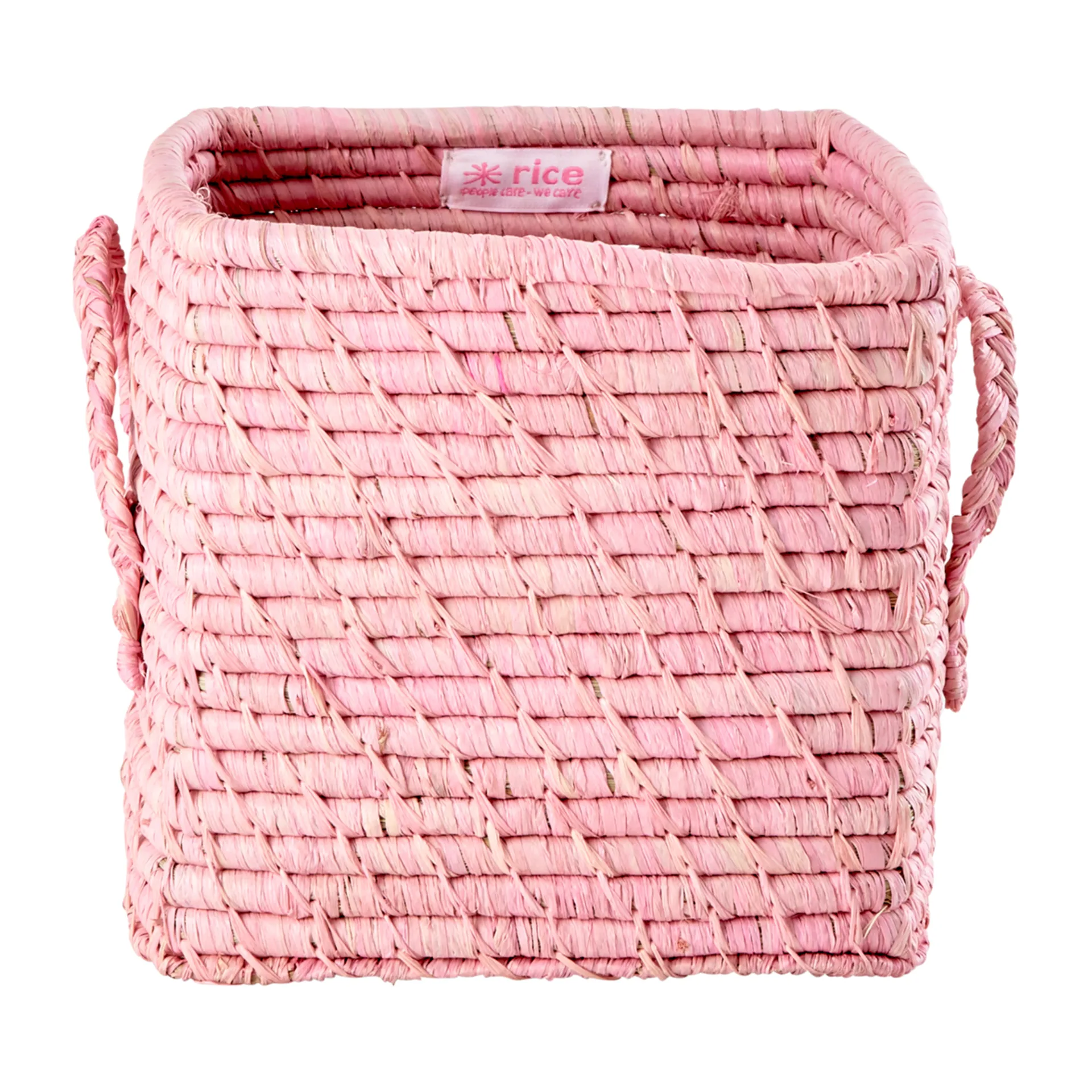 Koszyk z rafii z uchwytem Rice 20x20 cm, Soft pink RICE