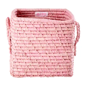Koszyk z rafii z uchwytem Rice 20x20 cm - Soft pink - RICE