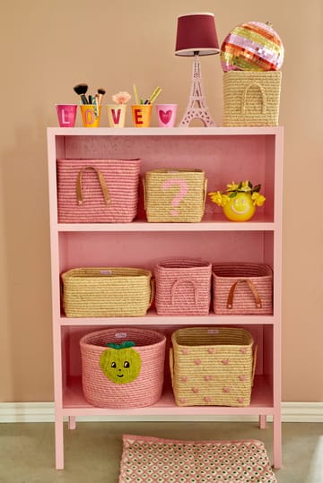 Koszyk z rafii z uchwytem Rice 20x20 cm - Soft pink - RICE