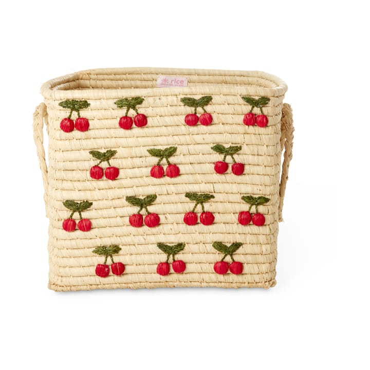 Koszyk z rafii z uchwytem Rice 30x30 cm - Wiśnia - RICE