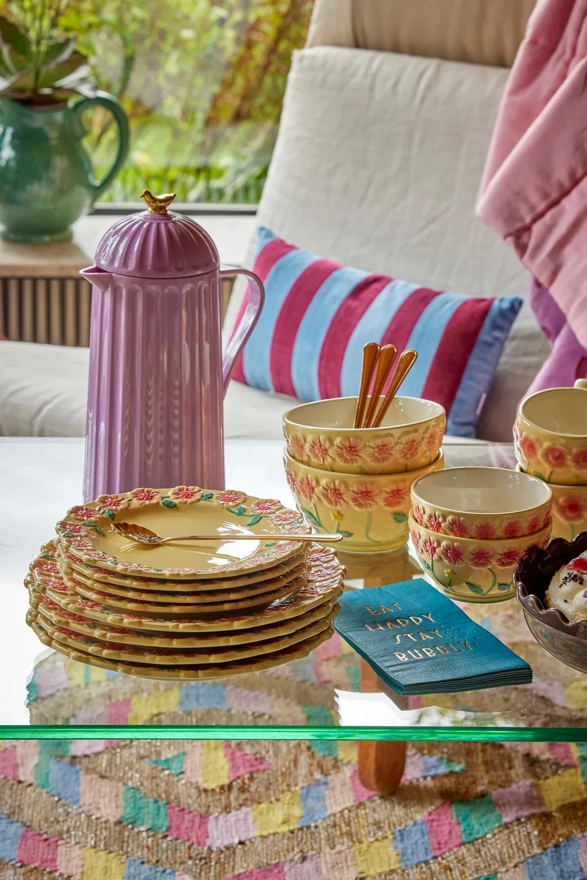 Kubek ceramiczny Rice Embossed Flower 300 ml, Kremowy RICE