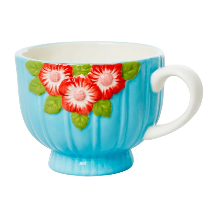 Kubek ceramiczny Rice Embossed Flower 300 ml - Miętowy - RICE