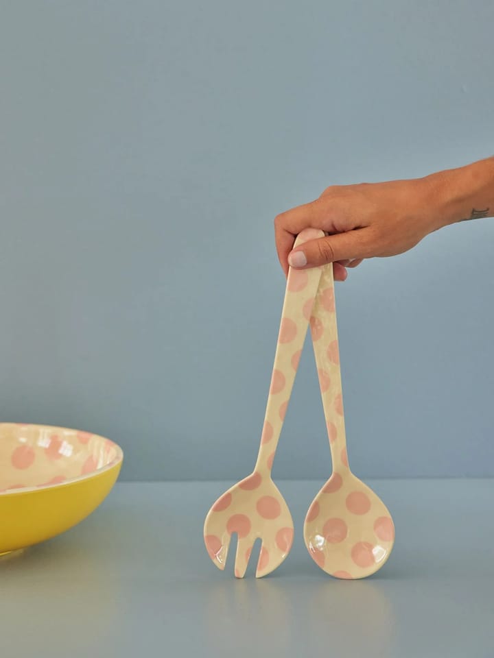 Melaminowe sztuće do sałatki Rice 2 szt., Pink dots RICE
