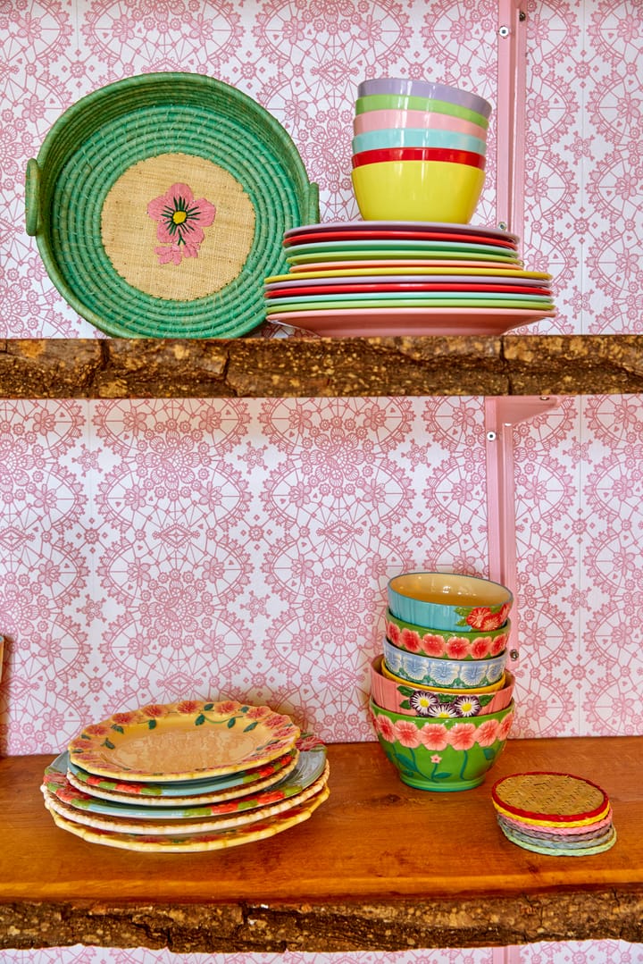 Miska ceramiczna Rice Embossed Flower Ø12 cm, Szałwiowa zieleń RICE