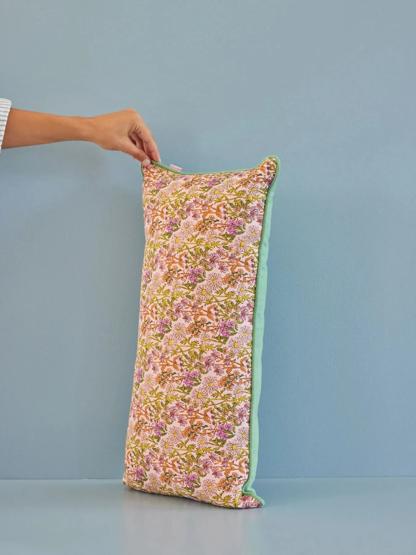 Poduszka Rice w kwiaty 30x60 cm, Multi-green RICE