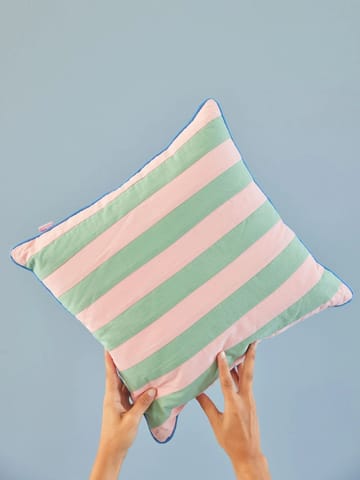 Poduszka Rice w paski 40x40 cm - Pink-green - RICE
