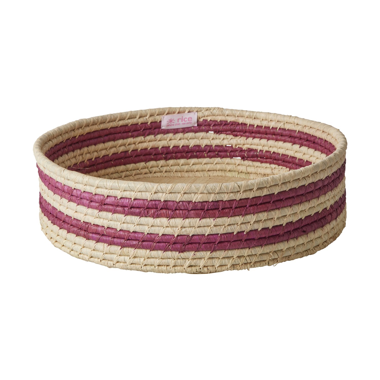 RICE Rice duży okrągły koszyk z rafii Aubergine | Skandynawski Design | Koszyki na pieczywo | Beżowy