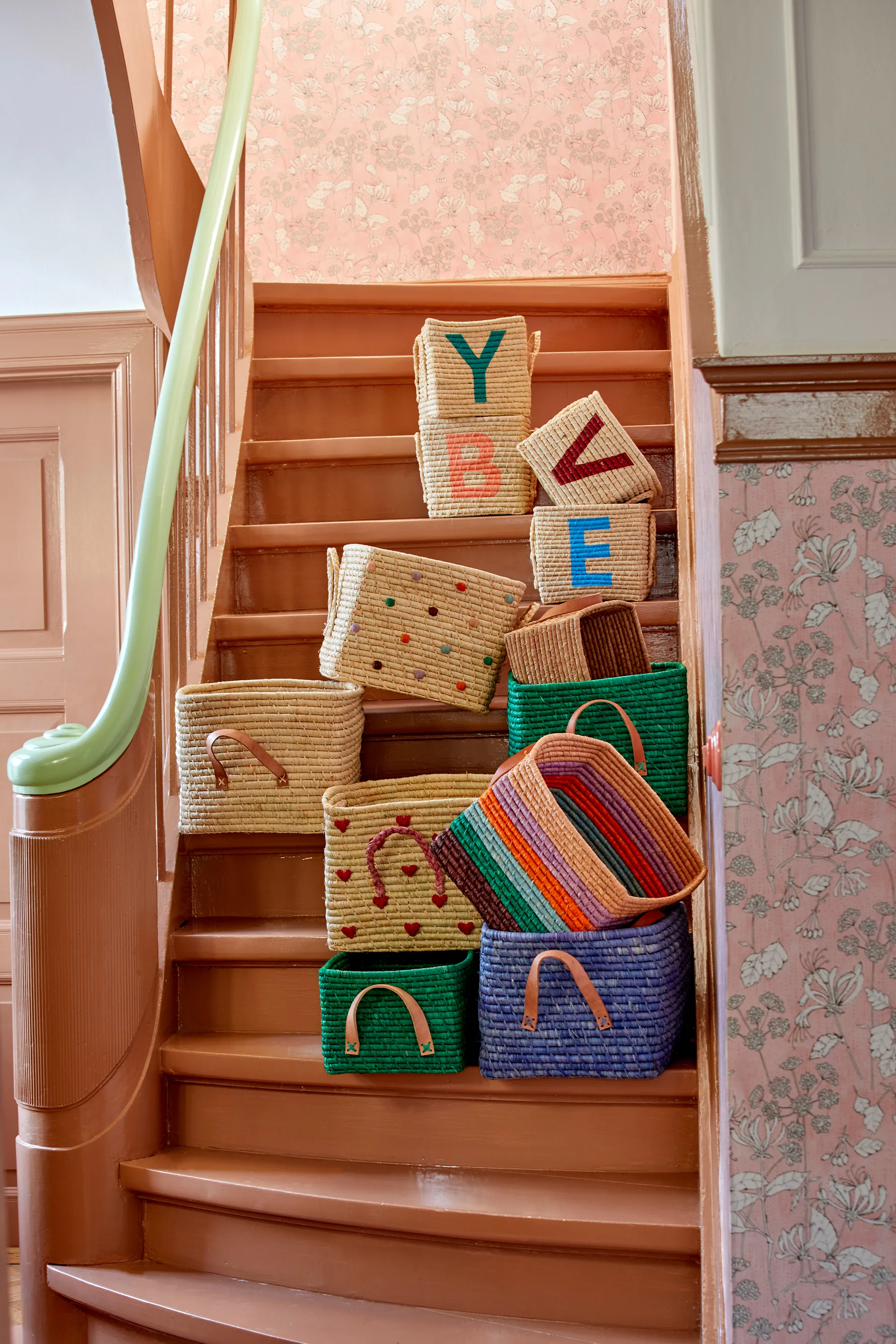 Rice koszyk z rafii, Naturalny RICE