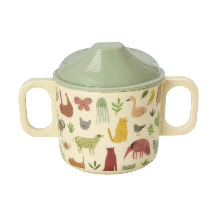 Rice kubek dla dzieci z dwoma uchwytami 20 cl, Sweet Jungle Print-Cream RICE